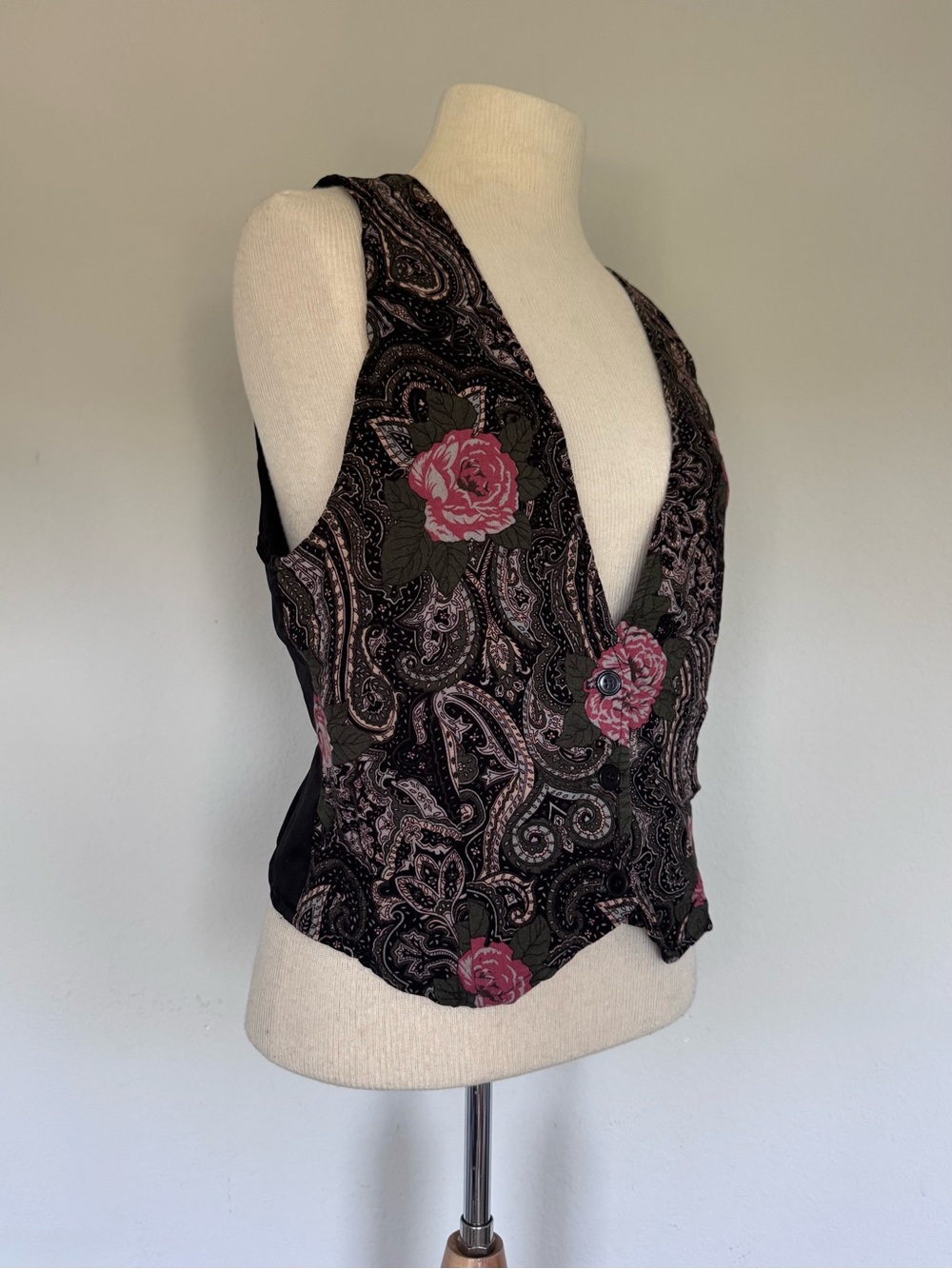 Vintage 90s Lee Winter Paisley Floral Vest